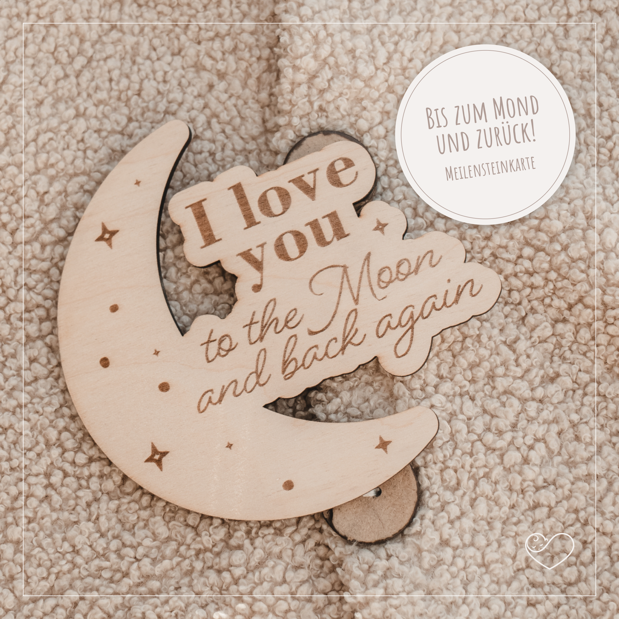Wilkommensschild zur Geburt Mond "I love you to the moon and back again"