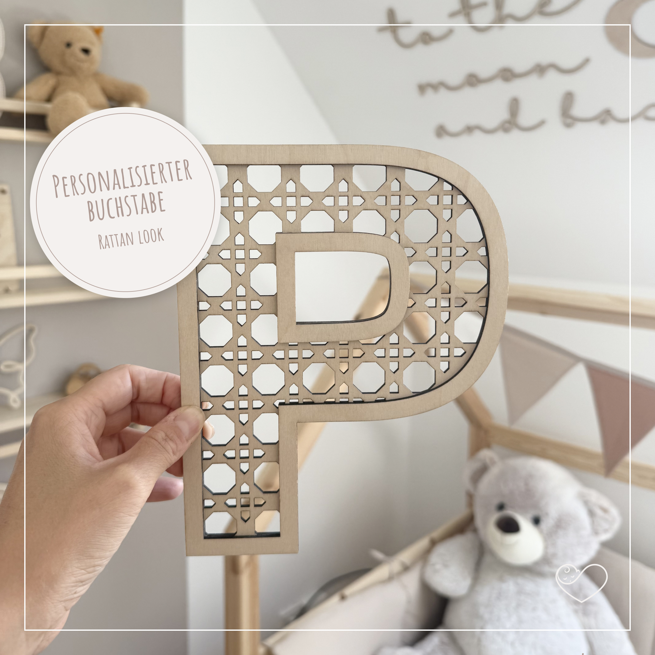Türschild "Rattan Buchstabe" Personalisiert, A-Z