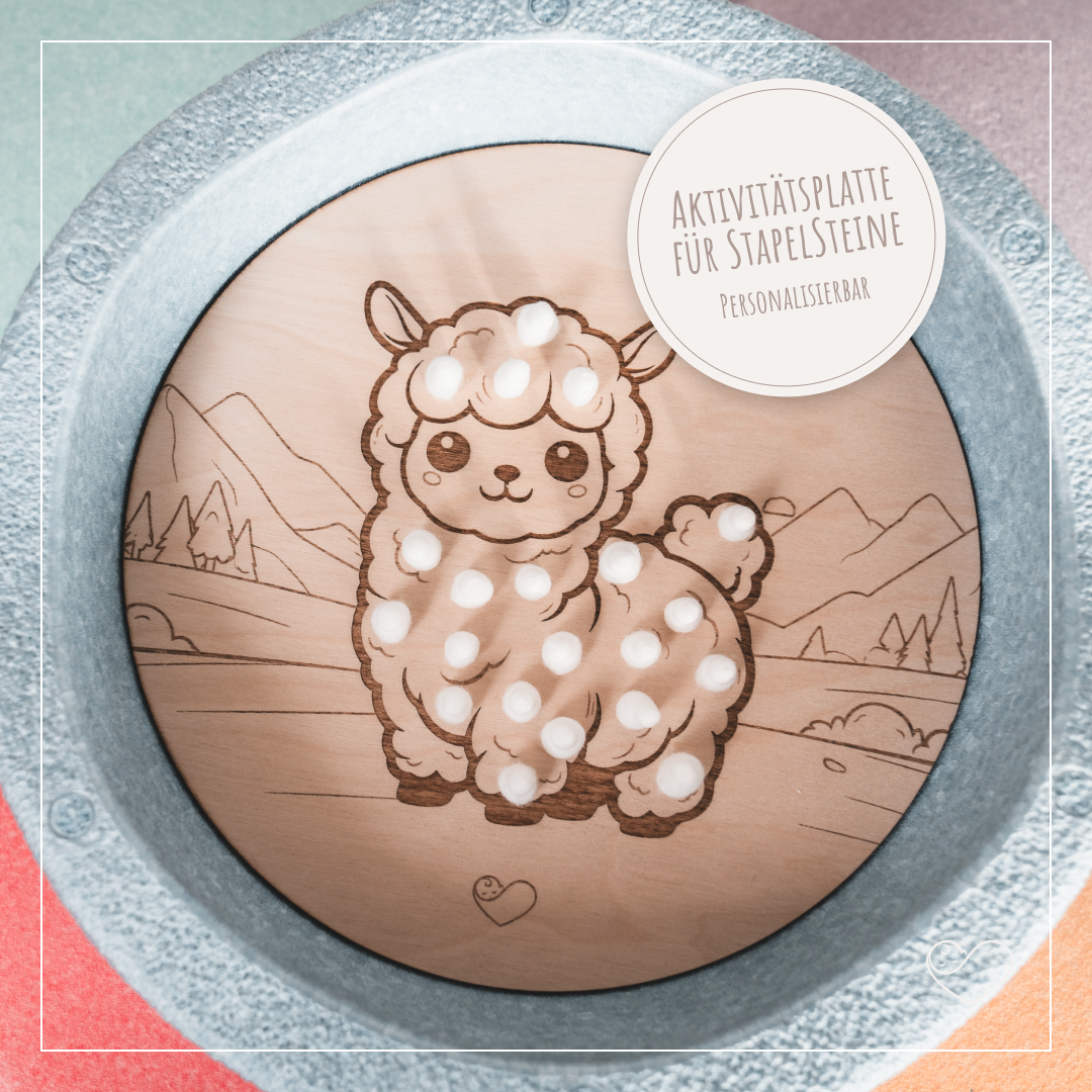 Stapelstein Aktivitätsplatte "Alpaka"