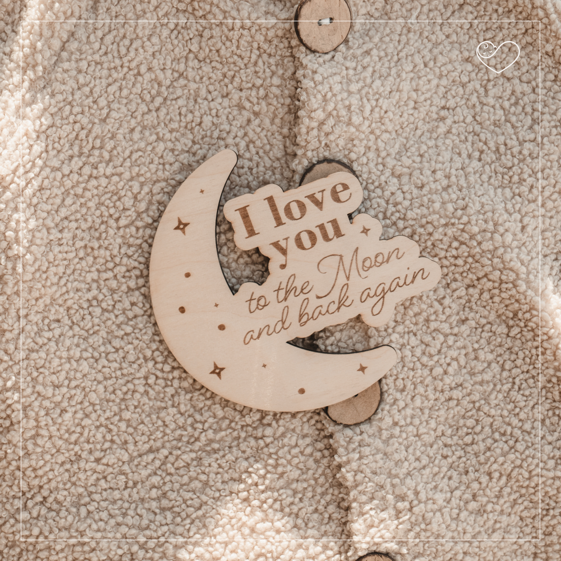 Wilkommensschild zur Geburt Mond "I love you to the moon and back again"