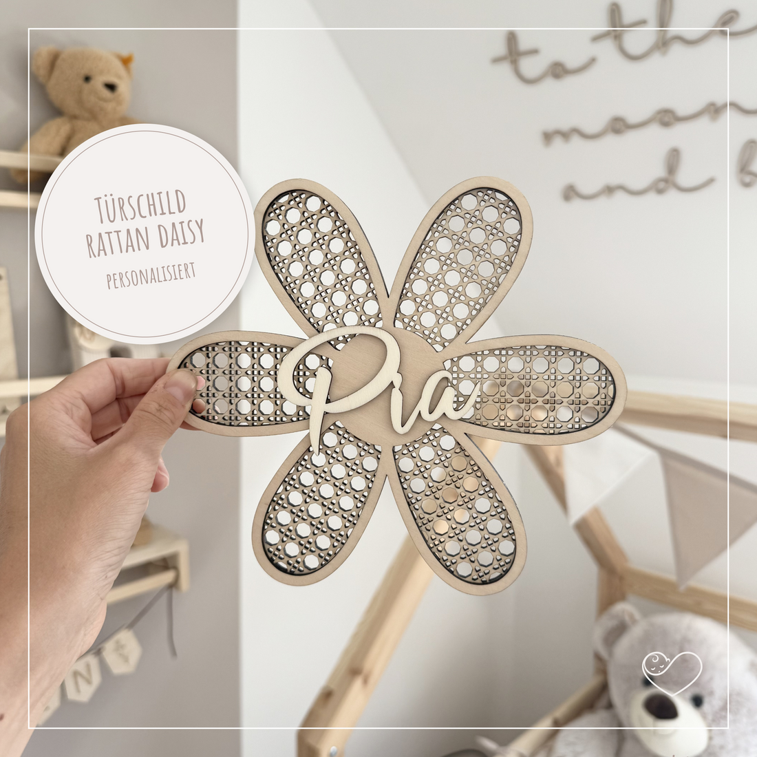 Türschild &quot;Rattan Daisy&quot; Personalisiert