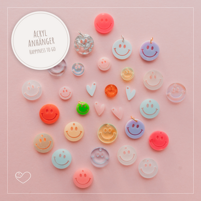 Acryl Anhänger - Smiley &amp; Herz