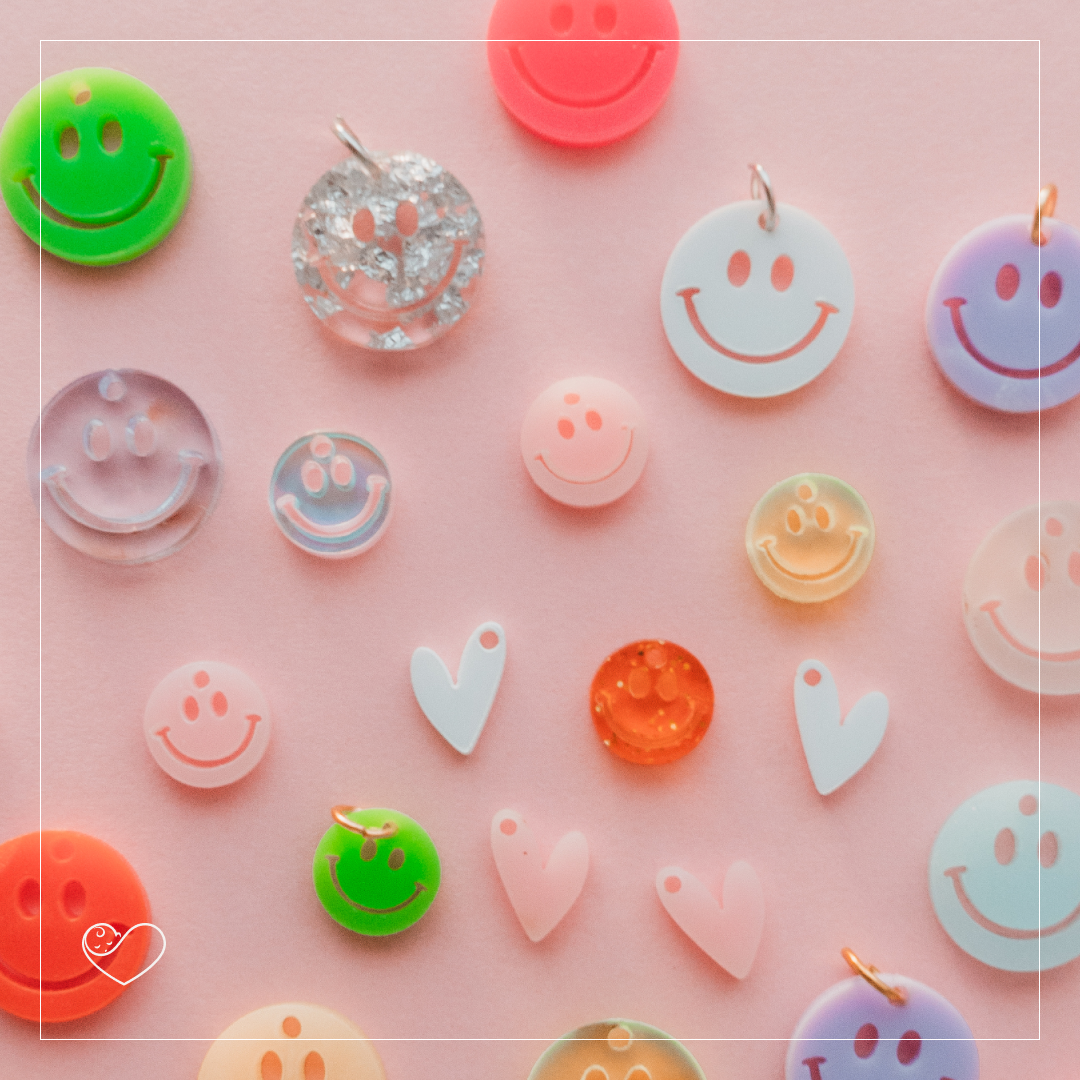 Acryl Anhänger - Smiley &amp; Herz